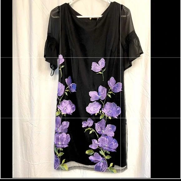 Karl Lagerfeld | Dresses | Karl Lagerfeld Purple Embroidered Flower Mesh  Dress Elegant Size 8 | Poshmark